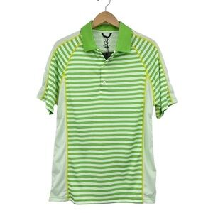 NEW Zero Restriction Leaderboard Stripe Polo Shirt‎ Grasshopper/White Size Small